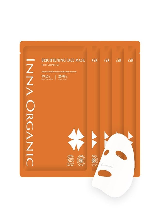 INNA ORGANIC Sheet Mask - Brightening & Radiance, EWG & COSMOS Certified (Pack of 5) | Neroli Essential Oils Infused Skin Care | Luxury Clean Beauty - Image 1